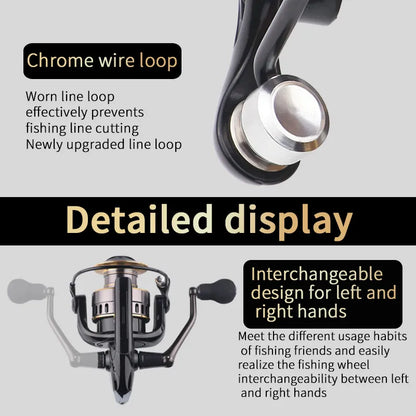 Spinning Fishing Reel, 5.2:1 Gear Ratio Aluminum Alloy Body