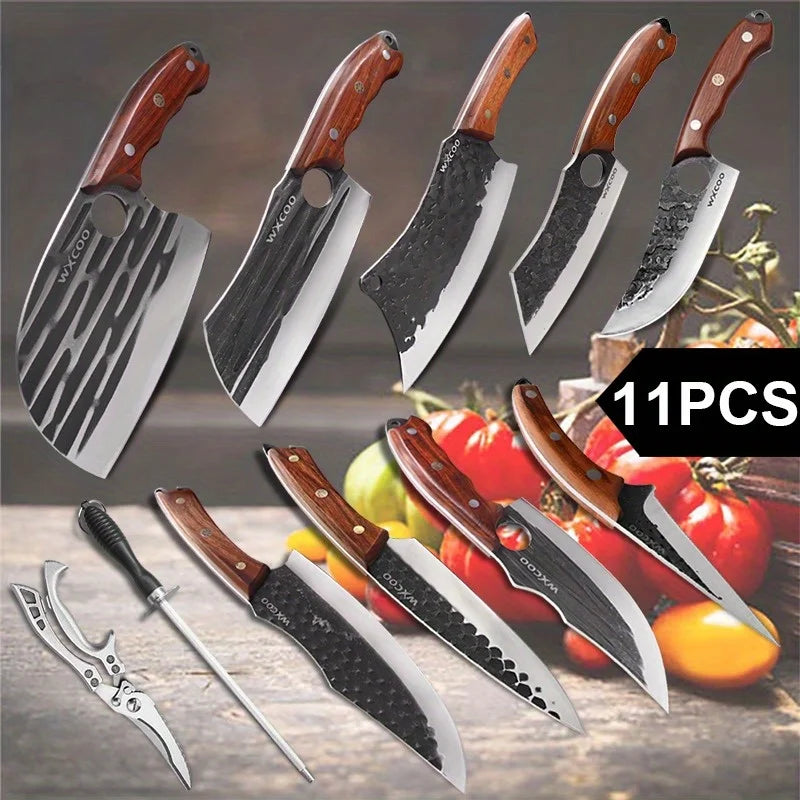 1-11PCS High Carbon Steel Professional Chef Knife Set