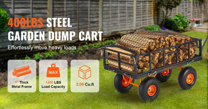 Versatile Metal Dump Cart with 400lbs/800lbs Capacity