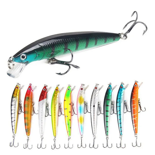 10Pcs Minnow Floating Hard Bait Wobbler Crankbait