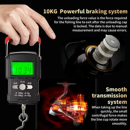 Spinning Fishing Reel, 5.2:1 Gear Ratio Aluminum Alloy Body