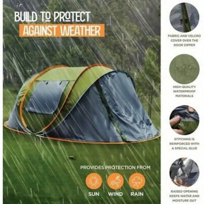 Camping 4 Person Pop-Up Tent with 2 Doors UPF50+ Waterproof