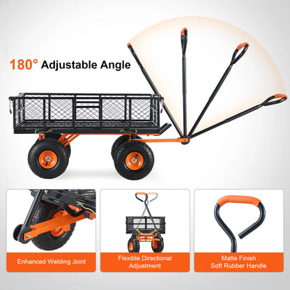 Versatile Metal Dump Cart with 400lbs/800lbs Capacity