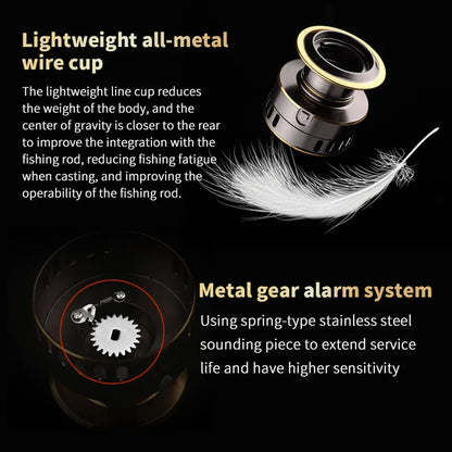 Spinning Fishing Reel, 5.2:1 Gear Ratio Aluminum Alloy Body