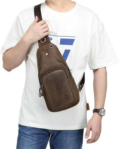 Men's Sling Bag Genuine Leather Crossbody Bag
