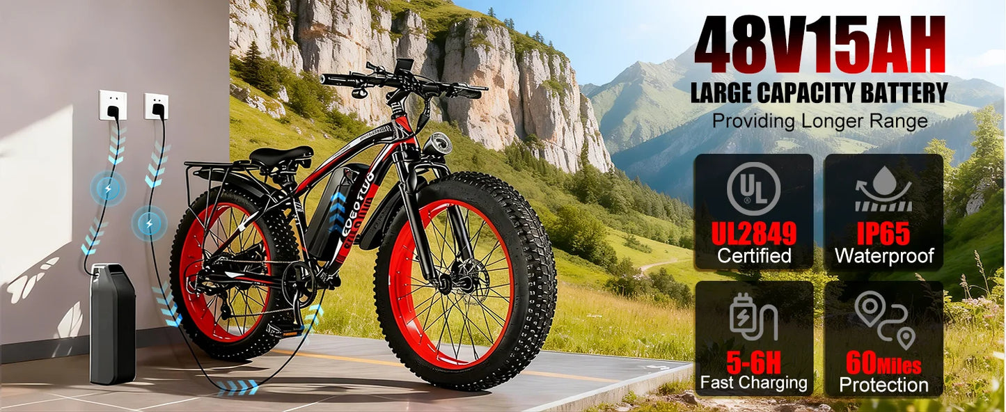 1500W Fat Tire Electric Bike for Adults 26"x4.0