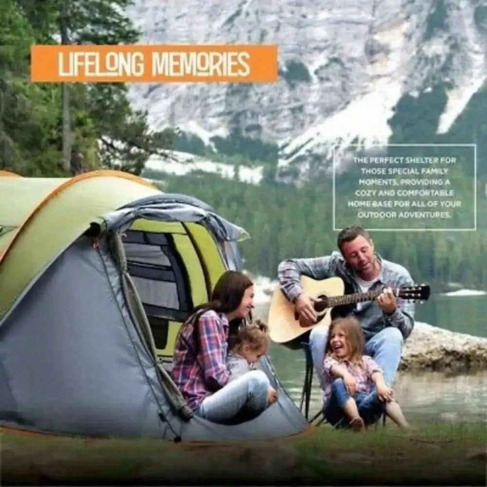 Camping 4 Person Pop-Up Tent with 2 Doors UPF50+ Waterproof