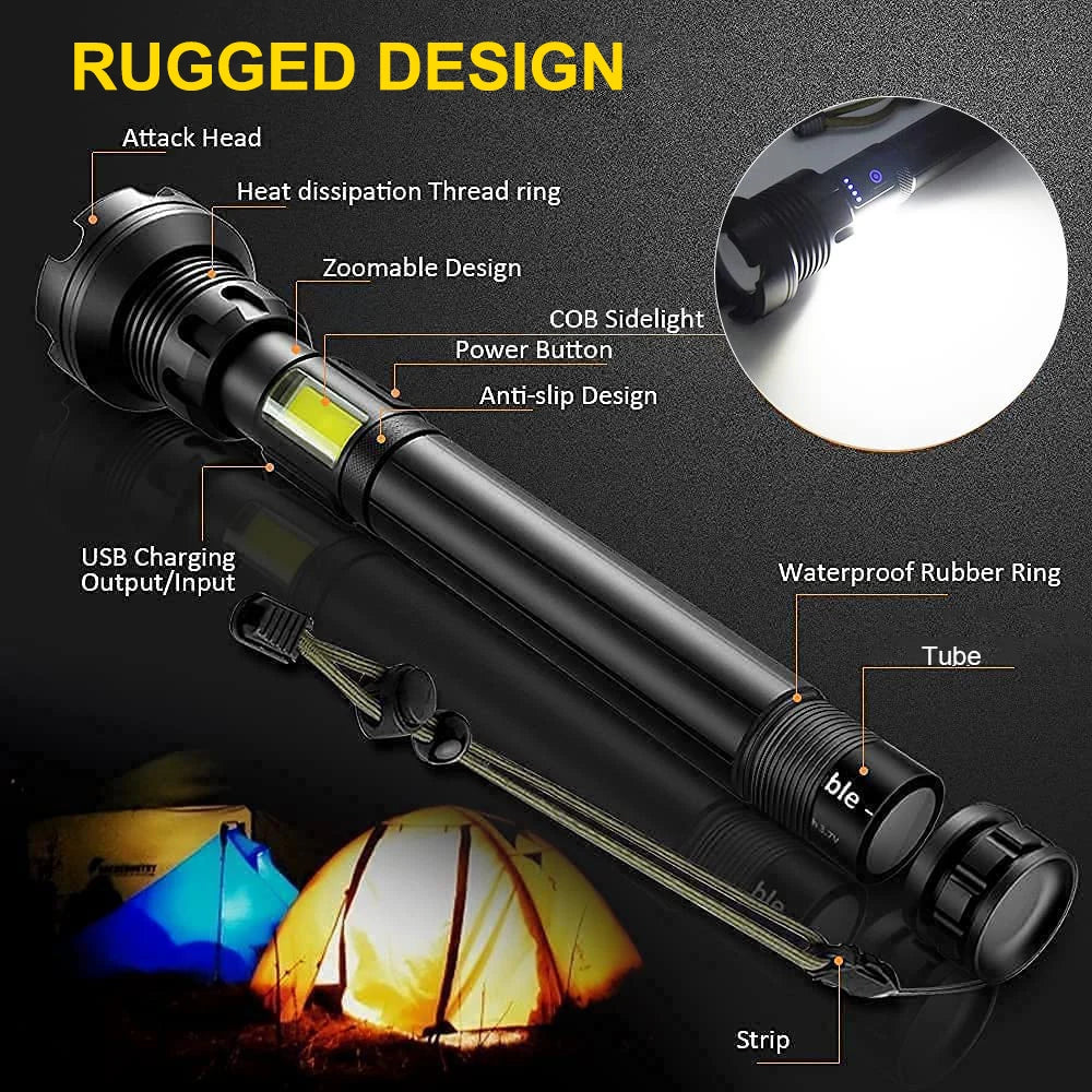 7-Mode High Lumen LED Rechargeable Flashlight