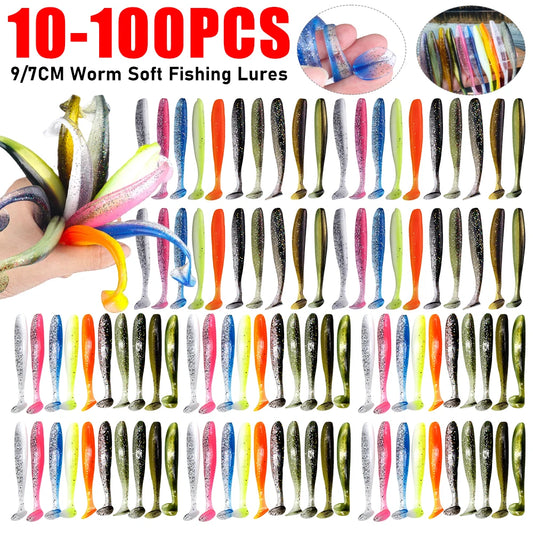 10-100PCS Soft Swimbait Bait Easy Shiner Wobbler Swimbait