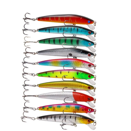 10Pcs Minnow Floating Hard Bait Wobbler Crankbait