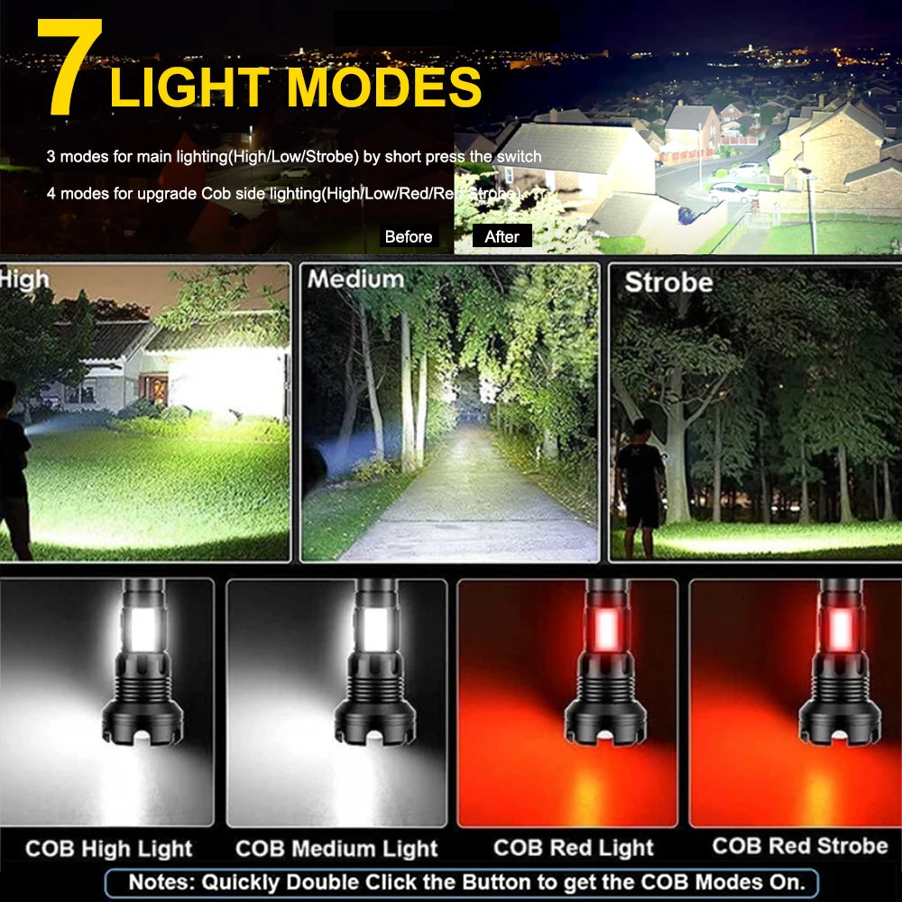7-Mode High Lumen LED Rechargeable Flashlight