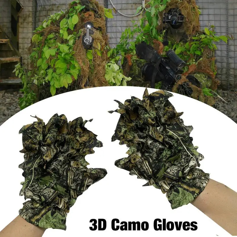 Hunting 3D Ghillie Gloves Leafy Camouflage Handwear