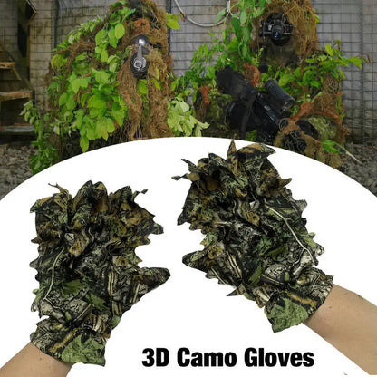 Hunting 3D Ghillie Gloves Leafy Camouflage Handwear