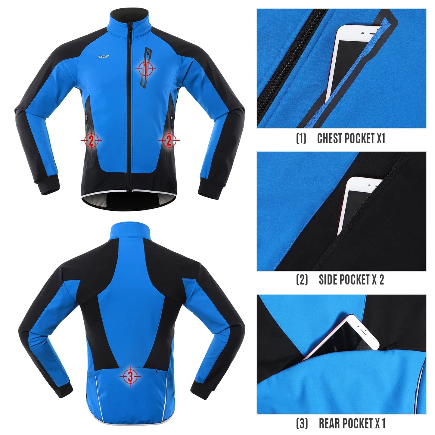 Men Cycle Jacket Waterproof Windproof Thermal Fleece Bike Jersey