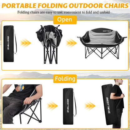 Oversized Outdoor Double Camping Chair 440lbs capacity