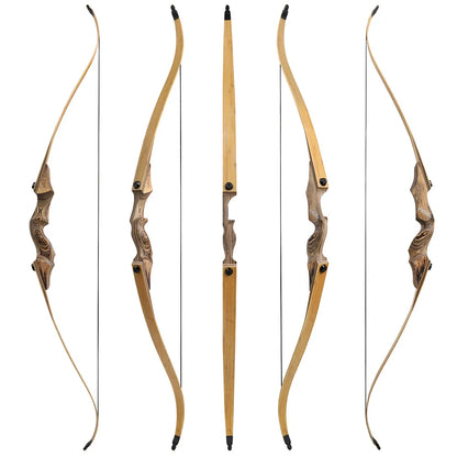 Takedown Recurve Bow 60", 20-60lbs Bamboo Limbs RH