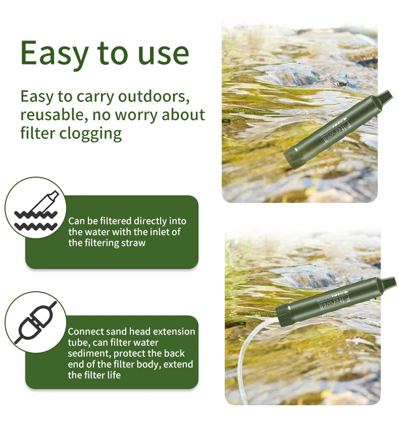 Water Filter Straw Purifier Personal Outdoor Survival Hiking