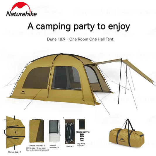 Camping Tent 6 People 4 Seasons Dome Extended Canopy