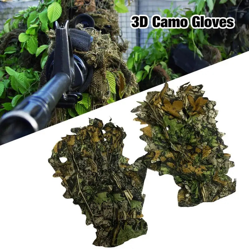 Hunting 3D Ghillie Gloves Leafy Camouflage Handwear