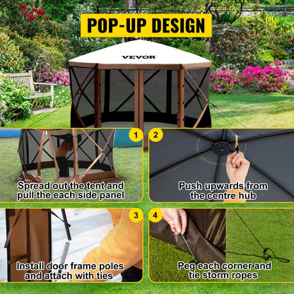 Pop-up Canopy Shelter 6-Sided,10'x10' Camping & Hiking