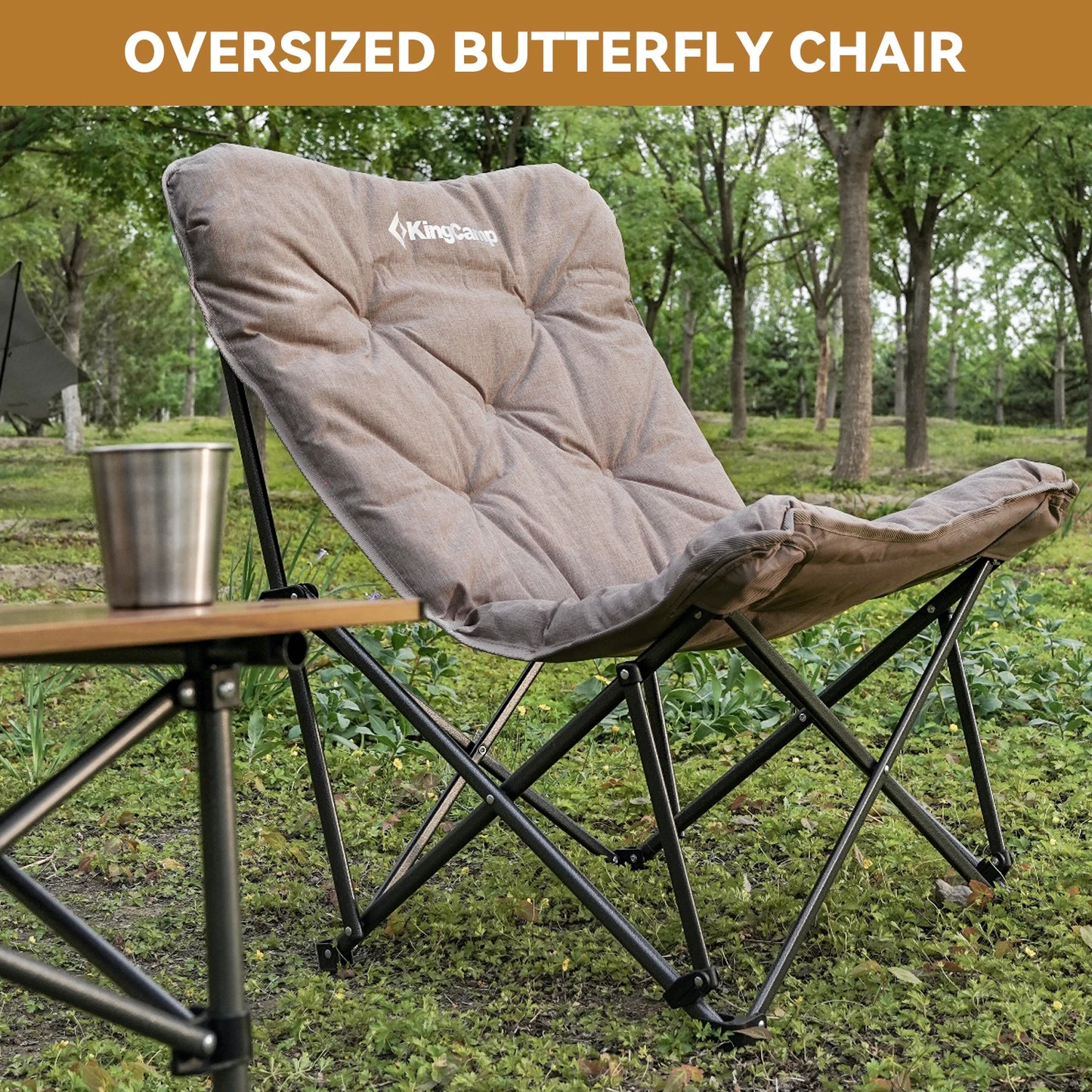 Comfortable Butterfly Chair Upholstered Seat, Portable, Foldable, 300lbs