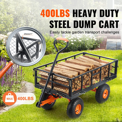 Versatile Metal Dump Cart with 400lbs/800lbs Capacity