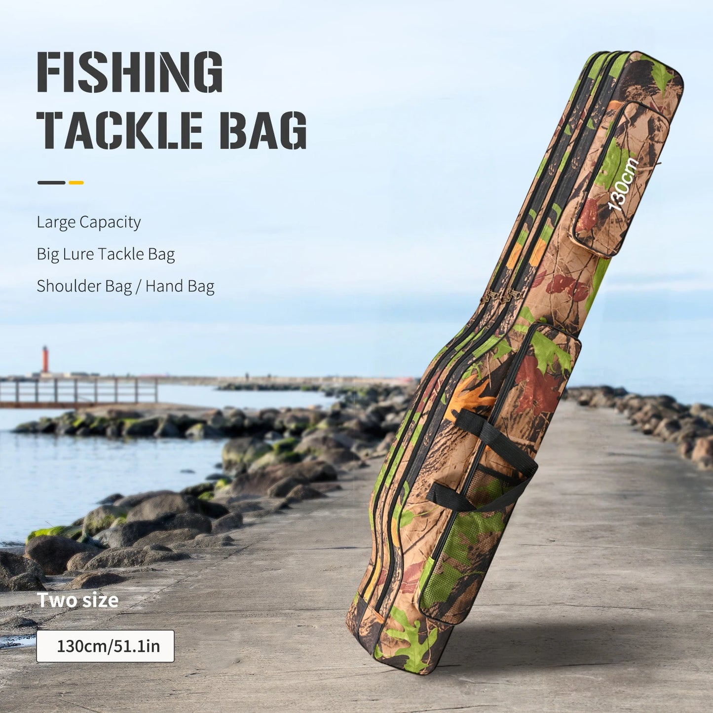 Fishing Pole Storage Bag Waterproof Oxford Fishing Reel Tackle Storage Bag Case Large Capacity for Men Travel Gift