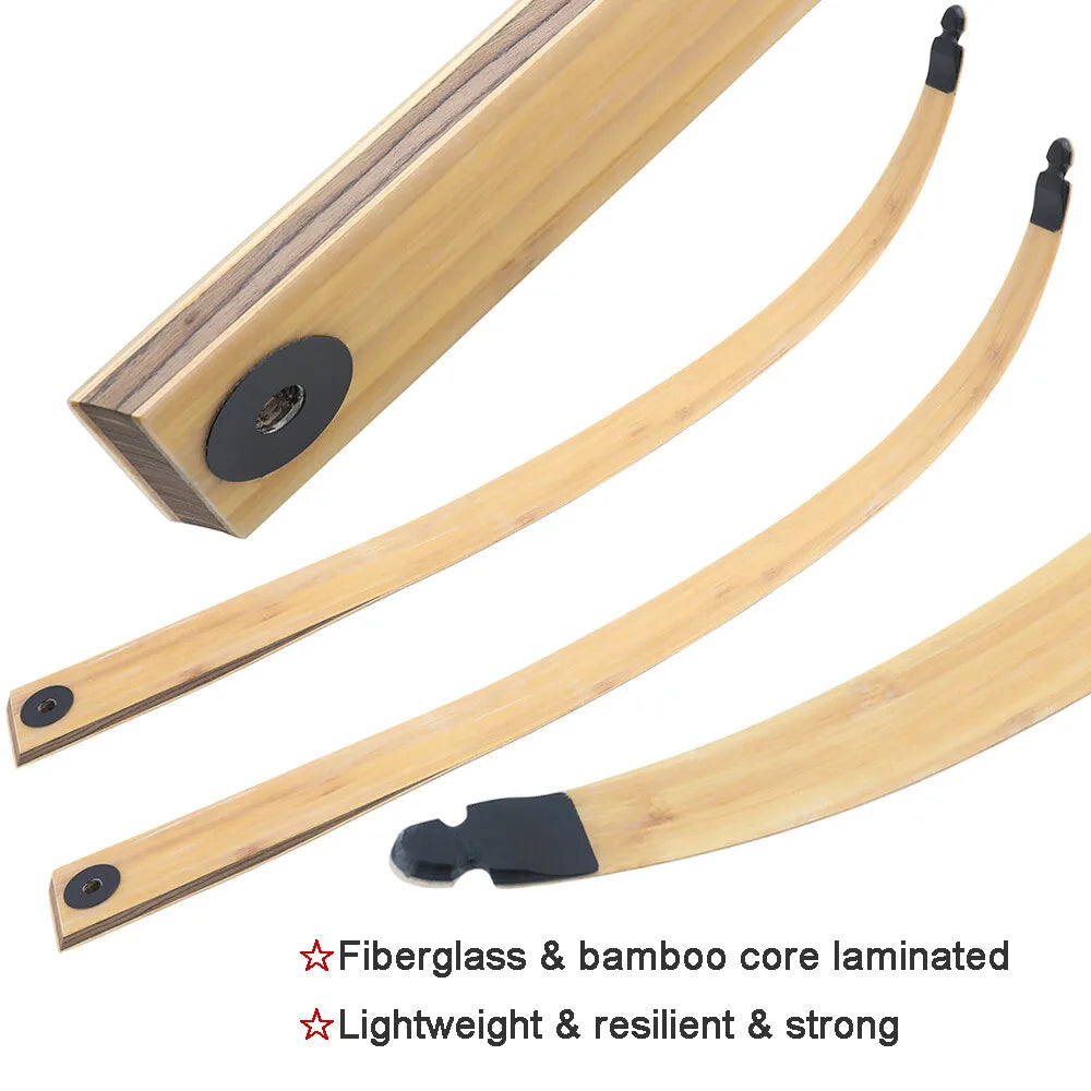 Takedown Recurve Bow 60", 20-60lbs Bamboo Limbs RH