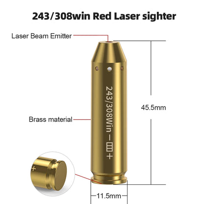 308WIN Brass Red Dot Laser Rifle Scope Sighting.