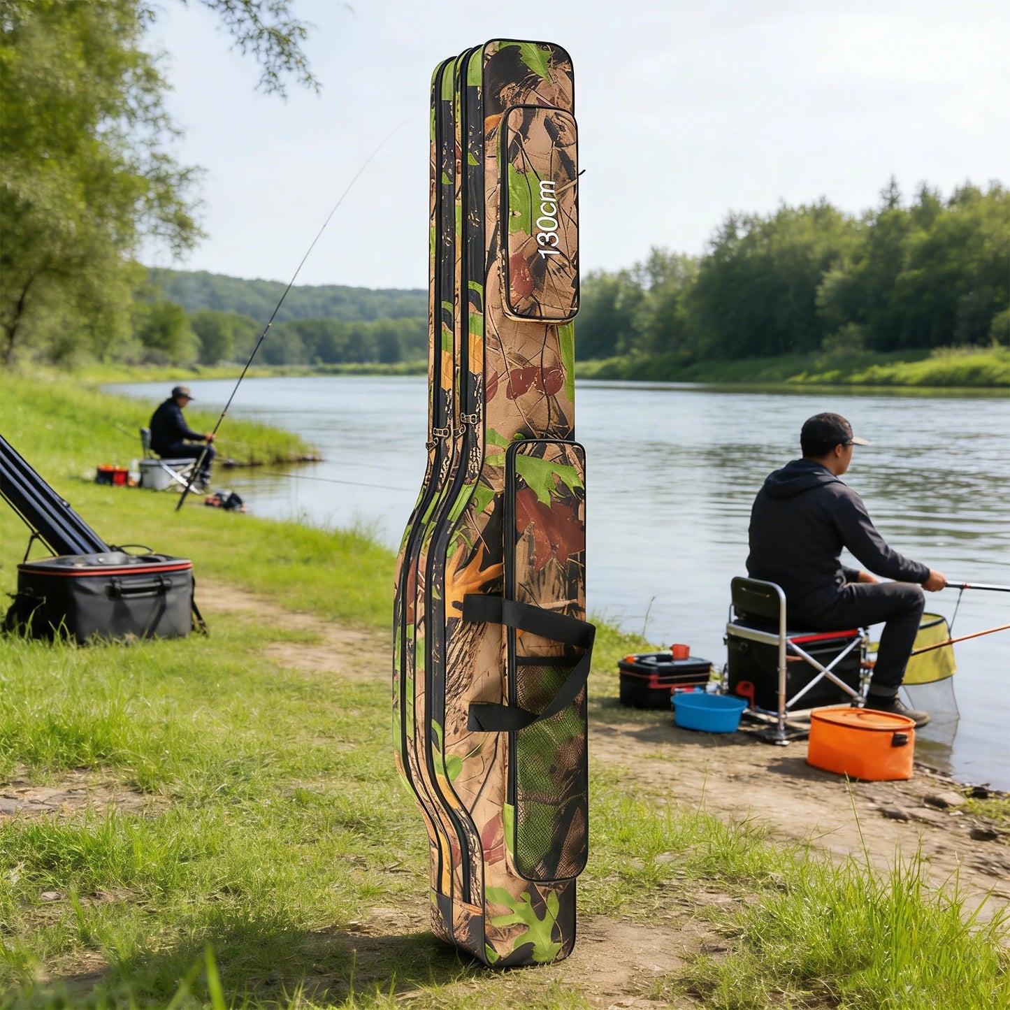 Fishing Pole Storage Bag Waterproof Oxford Fishing Reel Tackle Storage Bag Case Large Capacity for Men Travel Gift