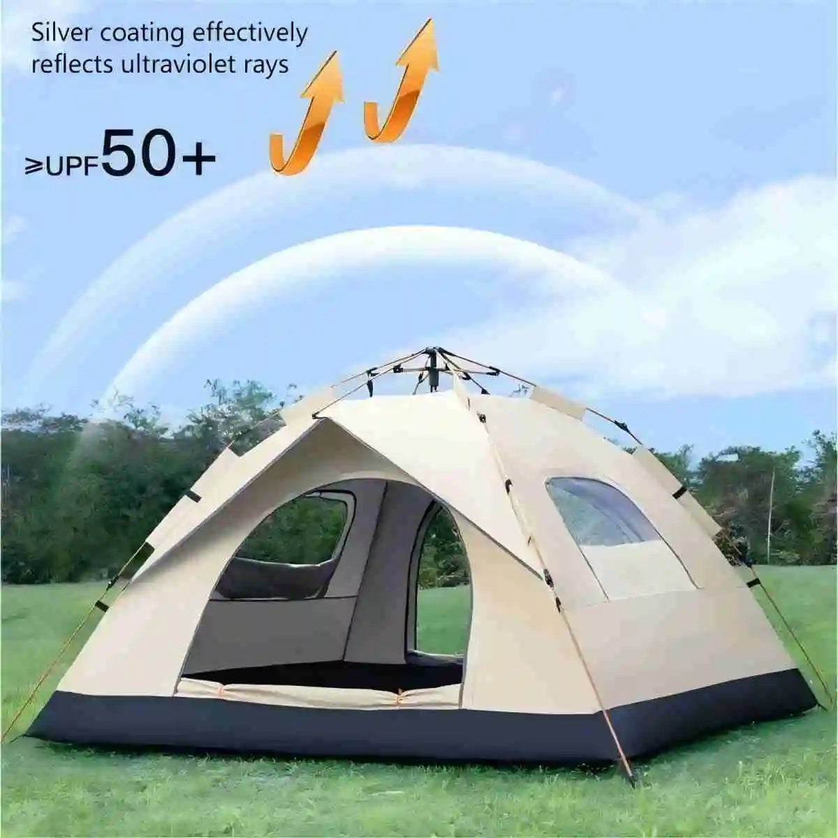 Outdoor Automatic Camping Tent with Two Doors & Windows