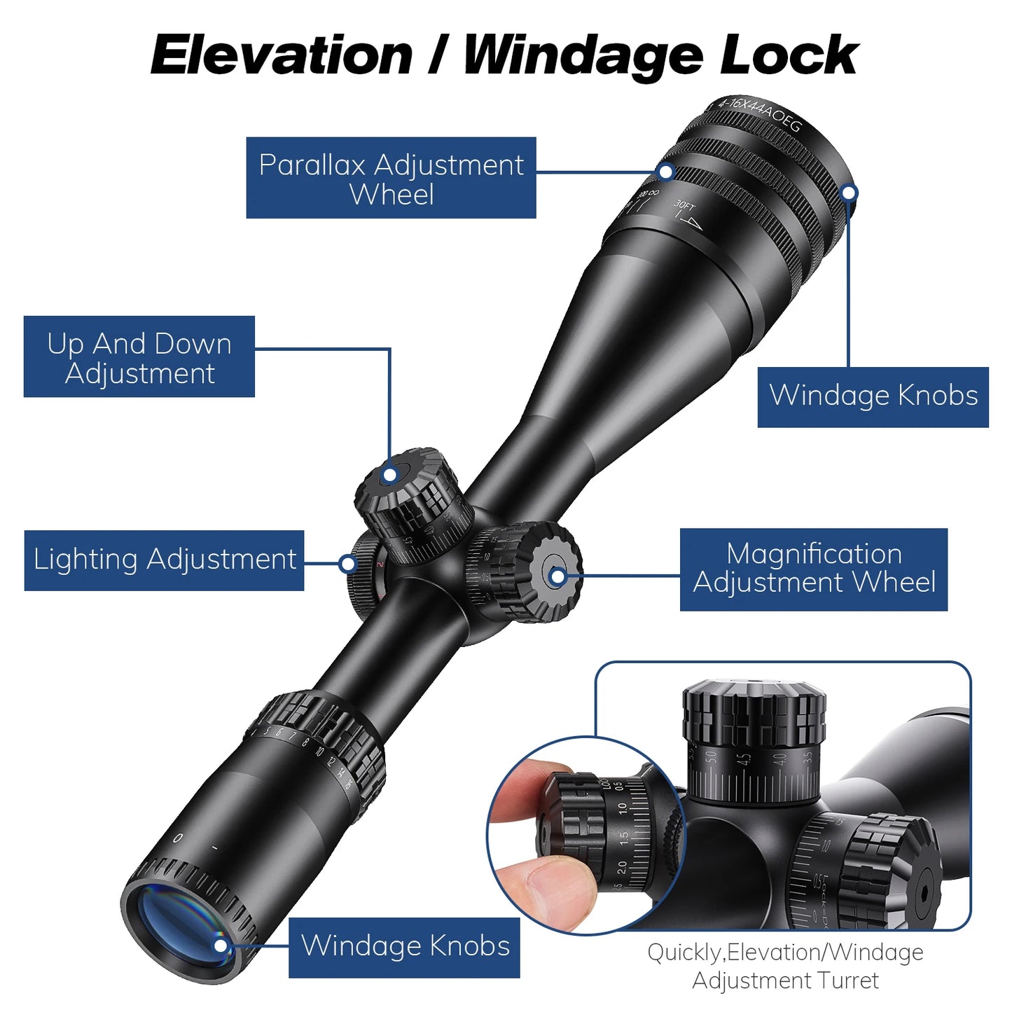 4-16x44 Riflescope Hunting Scopes Red Green Illuminated Sight