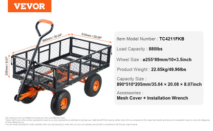 Versatile Metal Dump Cart with 400lbs/800lbs Capacity