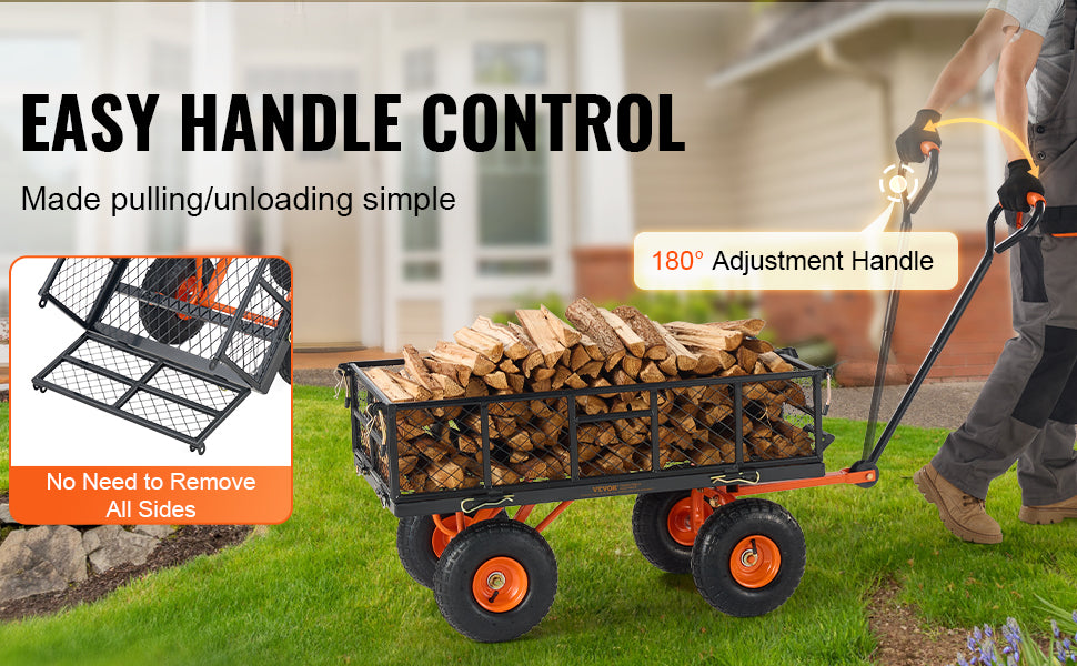 Versatile Metal Dump Cart with 400lbs/800lbs Capacity