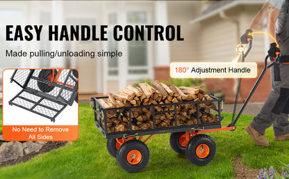 Versatile Metal Dump Cart with 400lbs/800lbs Capacity