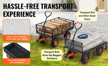 Versatile Metal Dump Cart with 400lbs/800lbs Capacity